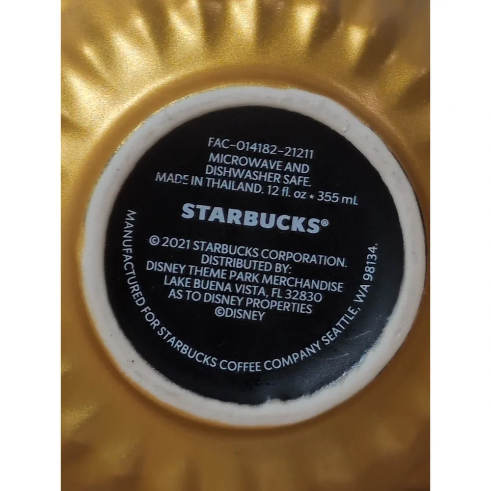 Walt Disney World 50th Anniversary STARBUCKS Coffee Luxe Mug Cup Black and Gold